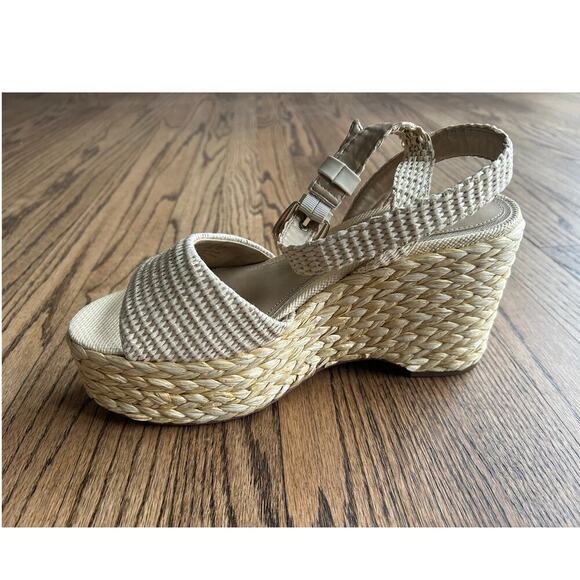 Sam Edelman April Ankle Strap Raffia Wedge Sandal Sz 11